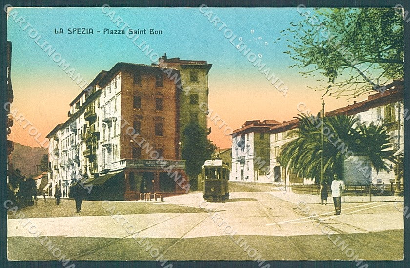 La Spezia Città Tram Piazza Saint Bon cartolina JK6933 – fronte