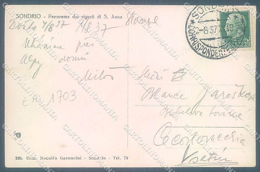 Sondrio Città Foto cartolina JK6987 – retro