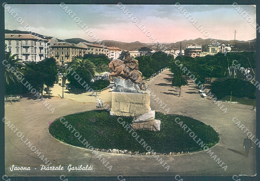 Savona Città Piazza Monumento Garibaldi Foto FG cartolina JK6991 – fronte