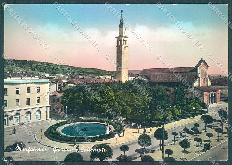 Gorizia Monfalcone Cattedrale Giardini PIEGHE Foto FG cartolina JK7033 – fronte
