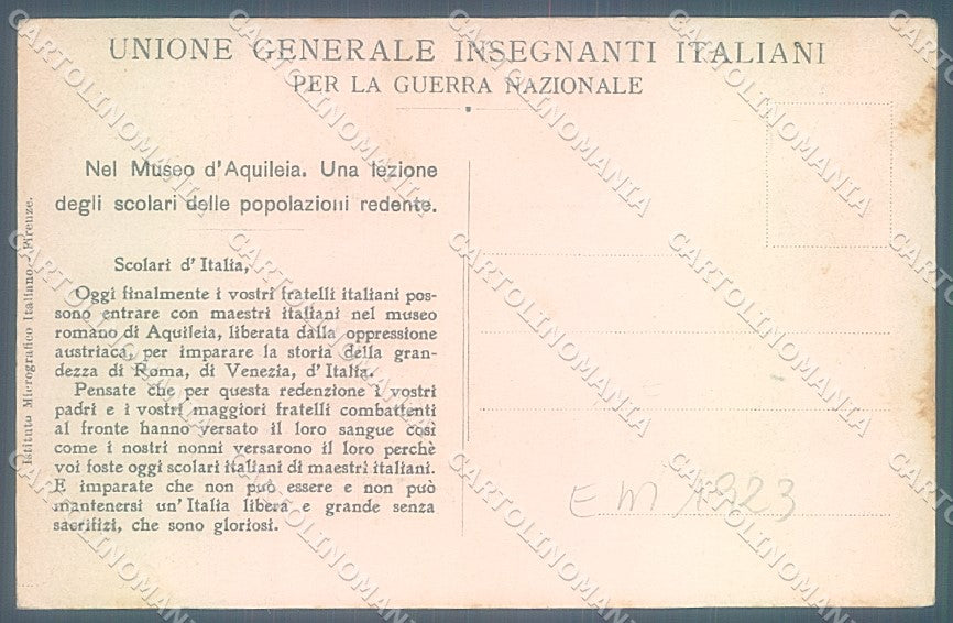 Udine Aquileia Unione Generale Insegnanti Italiani Irredentismo cartolina JK7043 – retro