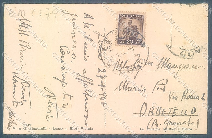 Lecco Resegone Vetta Rifugio Capanna Sel cartolina JK7110 – retro