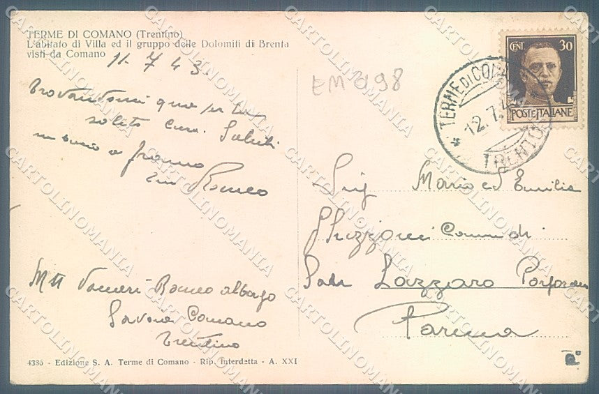 Trento Stenico Terme di Comano Foto cartolina JK7113 – retro