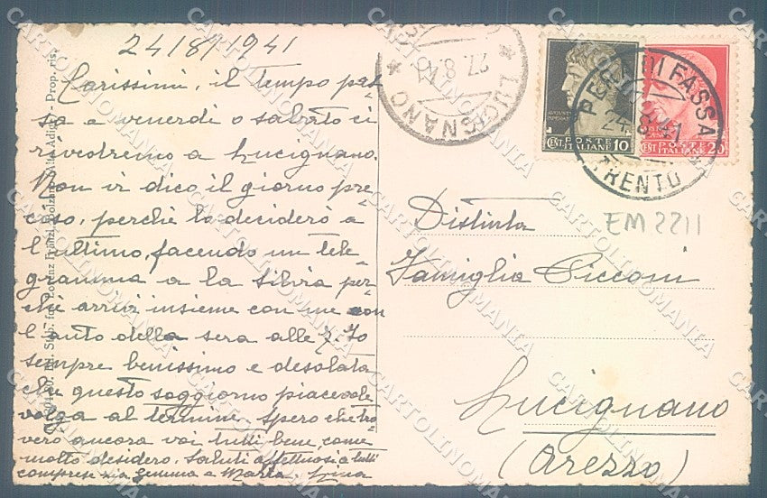 Trento Perra in Fassa Dolomiti cartolina JK7118 – retro