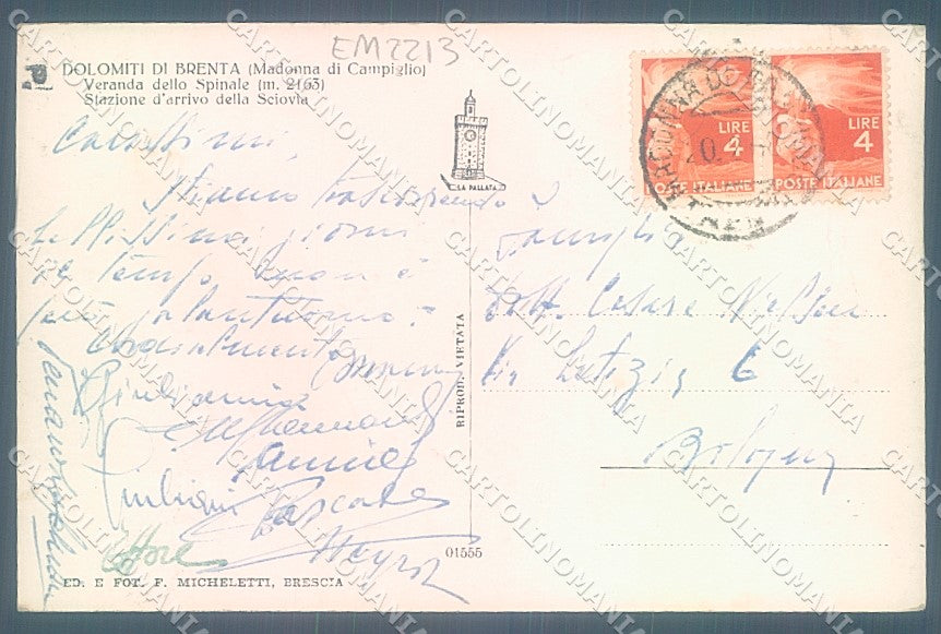 Trento Madonna di Campiglio Stazione Sciovia Foto cartolina JK7119 – retro