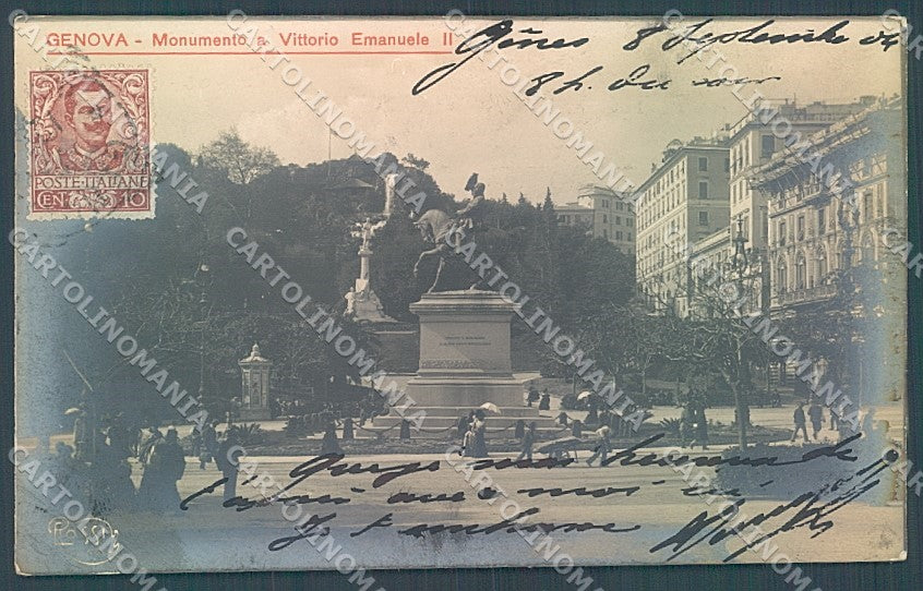 Genova Città Rossi Monumento Vittorio Emanuele II Foto cartolina JK7135 – fronte