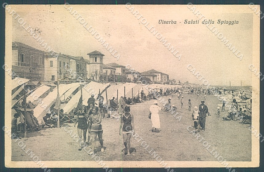 Rimini Viserba Spiaggia saluti da PIEGA ANGOLO cartolina JK7154 – fronte
