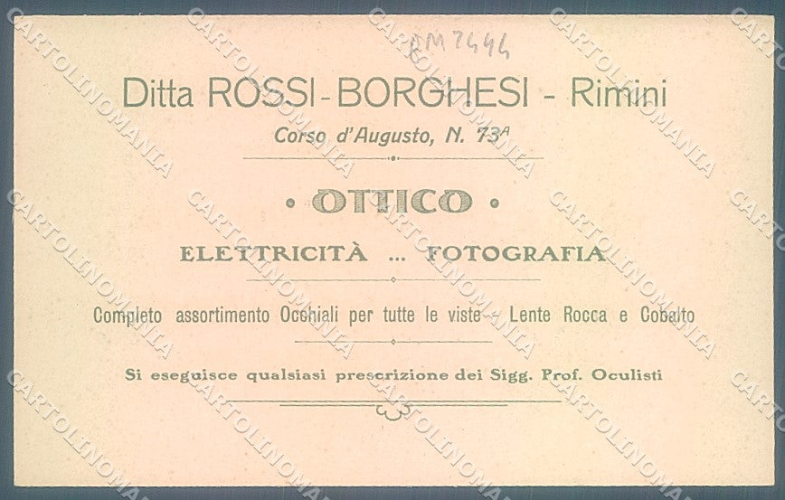 Rimini Città Arco d'Augusto Ditta Rossi-Borghesi pubblicitaria cartolina JK7162 – retro