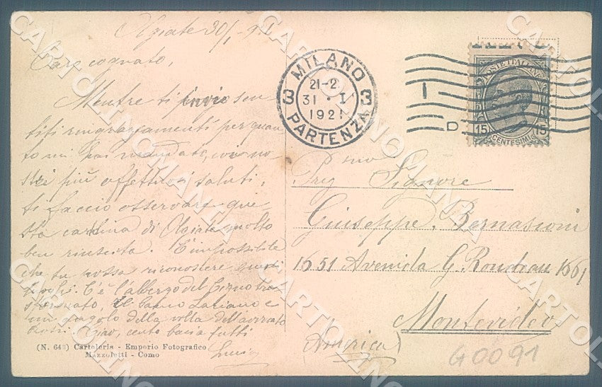Como Olgiate Comasco Banca saluti da cartolina JK7195 – retro