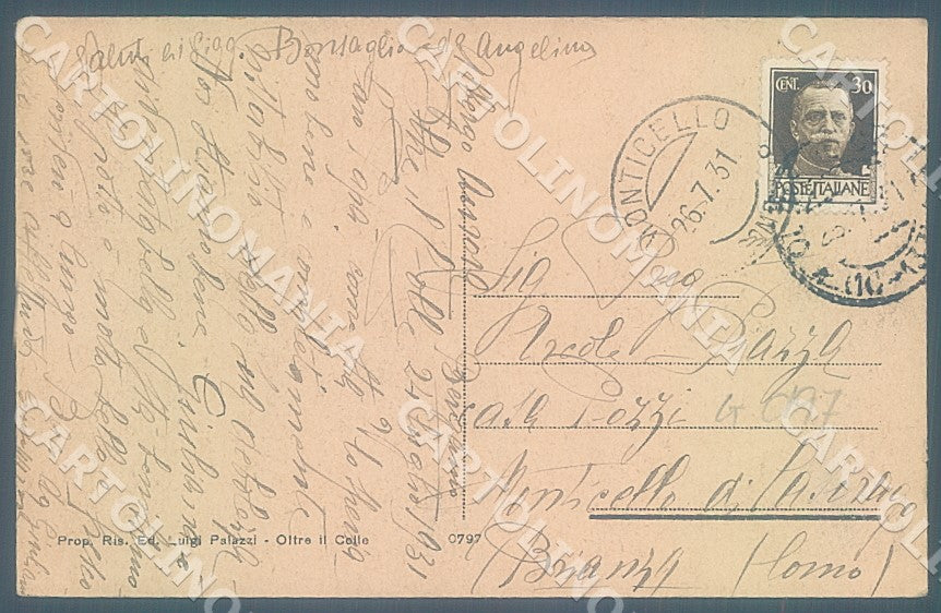 Bergamo Oltre il Colle Campi Sci PIEGHINA cartolina JK7223 – retro