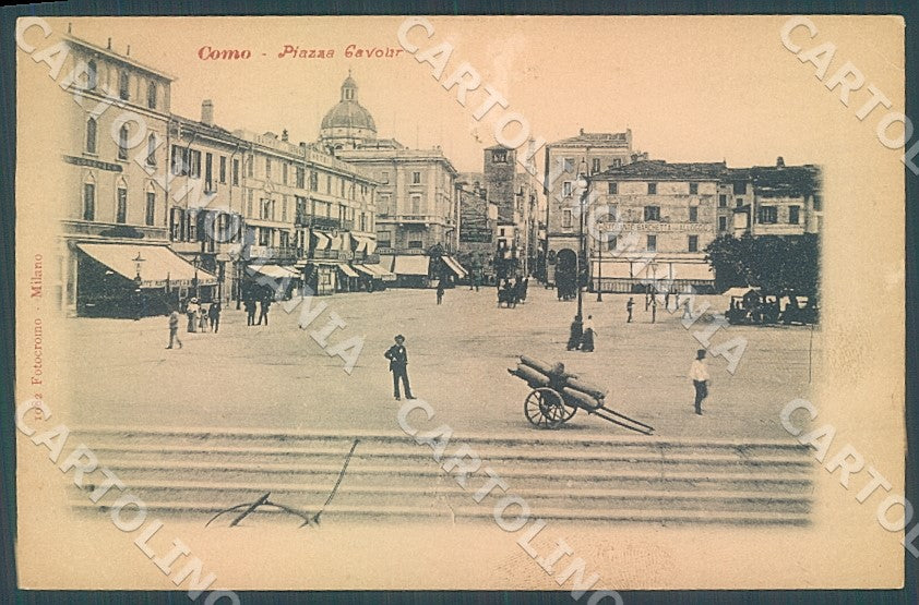 Como Città Piazza Cavour Fotocromo 1082 ABRASA PIEGA cartolina JK7232 – fronte
