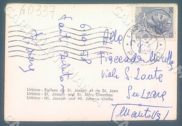 Pesaro Urbino Città Chiesa San Giuseppe Giovanni Foto mini cartolina JK7261 – retro