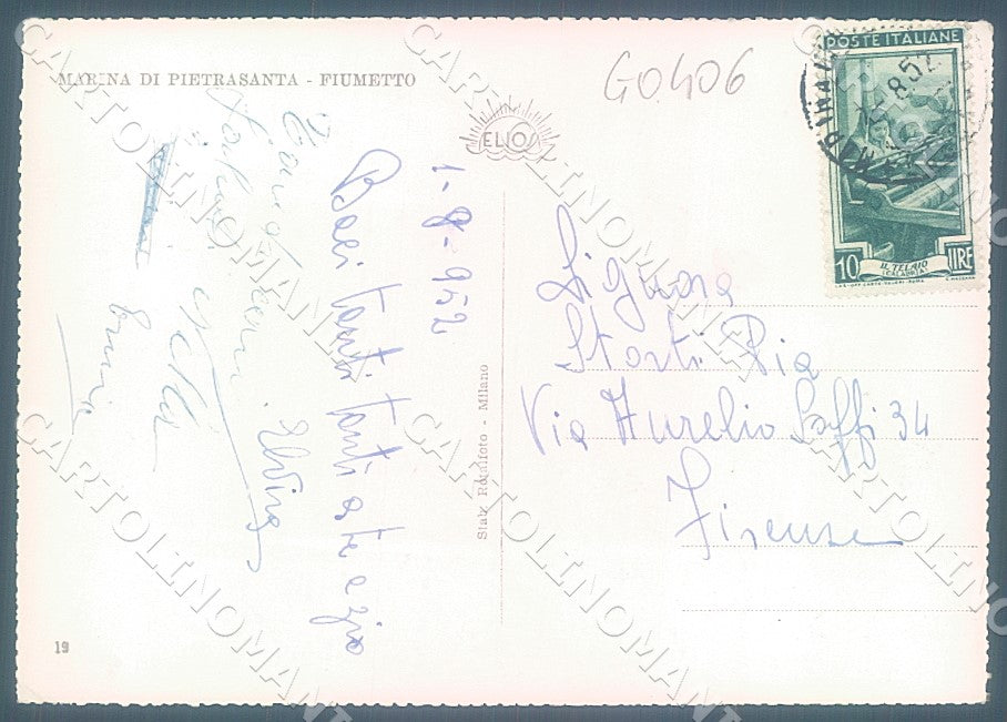 Lucca Marina di Pietrasanta Fiumetto Foto FG cartolina JK7274 – retro
