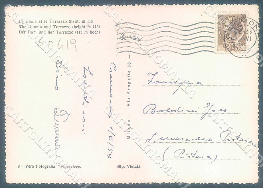 Cremona Città Duomo Torrazzo Foto FG cartolina JK7280 – retro
