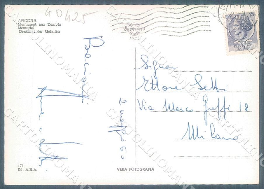 Ancona Città Monumento ai Caduti Foto FG cartolina JK7281 – retro