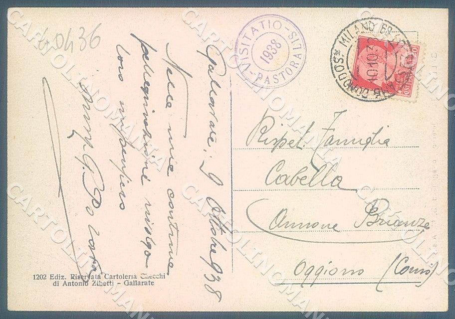 Varese Gallarate Interno Collegiata Assunta PIEGHE FG cartolina JK7286 – retro