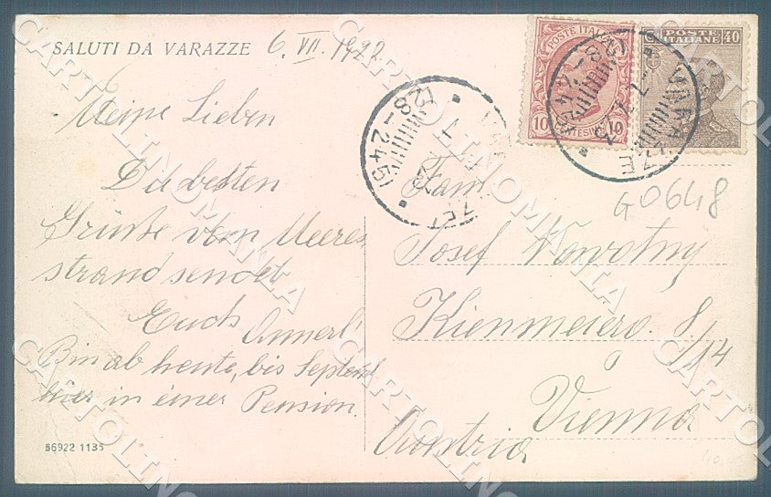 Savona Varazze Spiaggia PIEGA cartolina JK7327 – retro