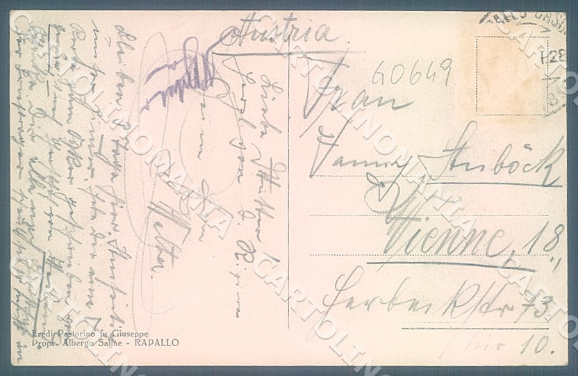 Genova Rapallo Hotel Ristorante Saline cartolina JK7328 – retro
