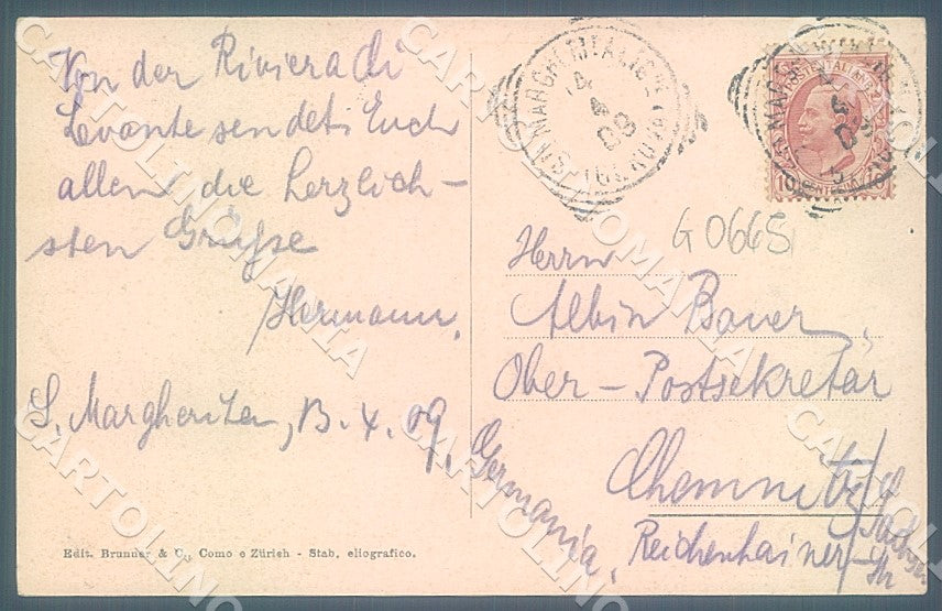 Genova Rapallo Scogli delle Monache Brunner 7067 cartolina JK7331 – retro