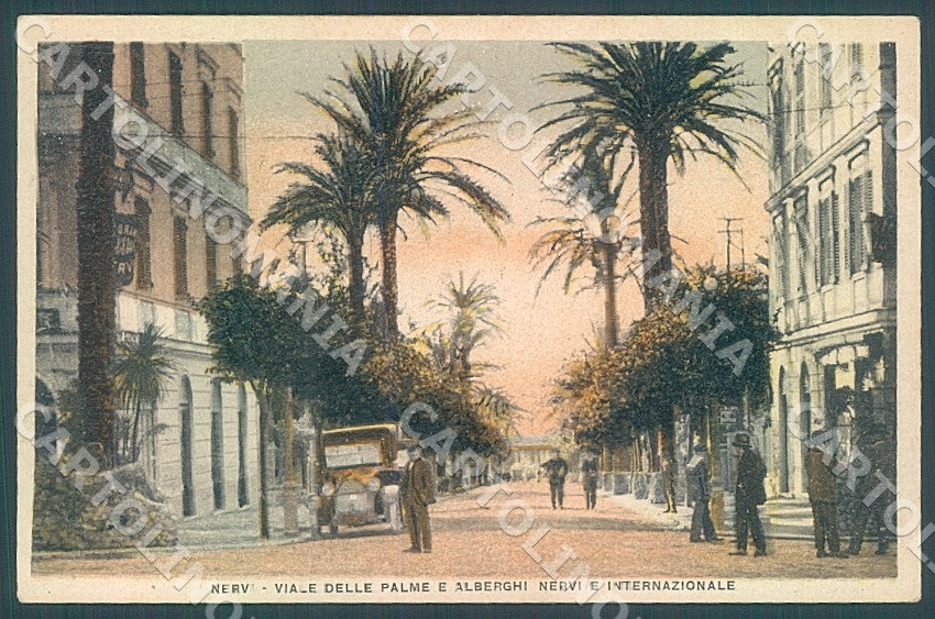 Genova Nervi Viale delle Palme Auto Hotel cartolina JK7336 – fronte