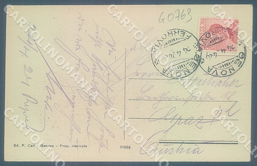 Genova Città Villa Cassanello cartolina JK7378 – retro