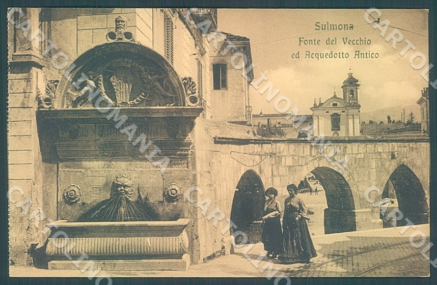 L'Aquila Sulmona Fonte del Vecchio Acquedotto Antico cartolina JK7435 – fronte