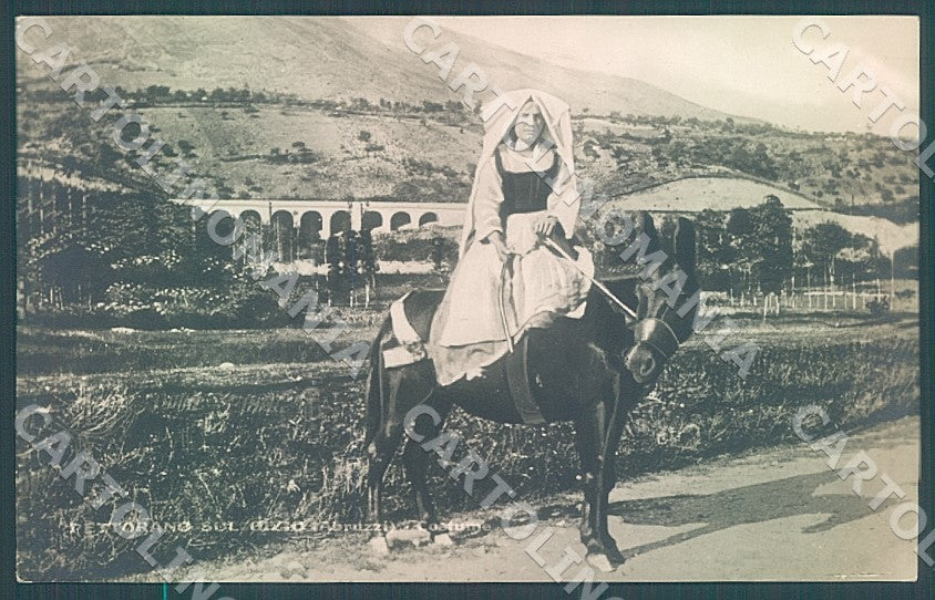 L'Aquila Pettorano sul Gizio Costumi Asino Foto cartolina JK7454 – fronte