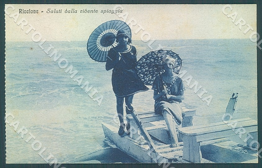 Rimini Riccione Saluti dalla Ridente Spiaggia cartolina JK7482 – fronte