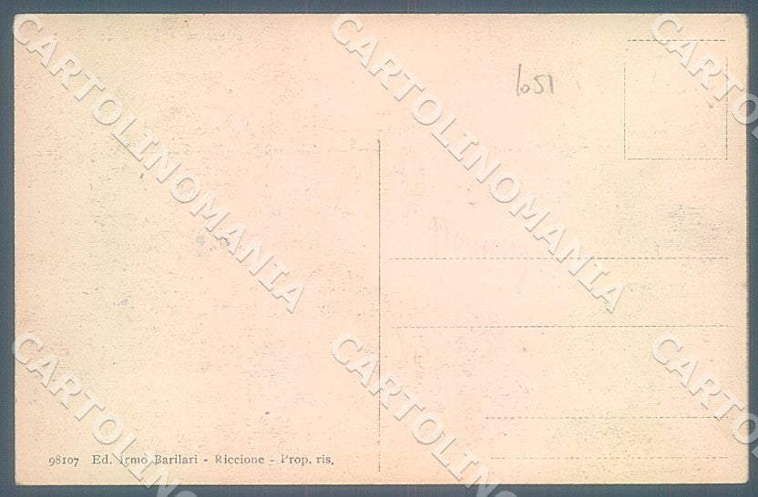 Rimini Riccione Spiaggia Barca a Vela cartolina JK7485 – retro