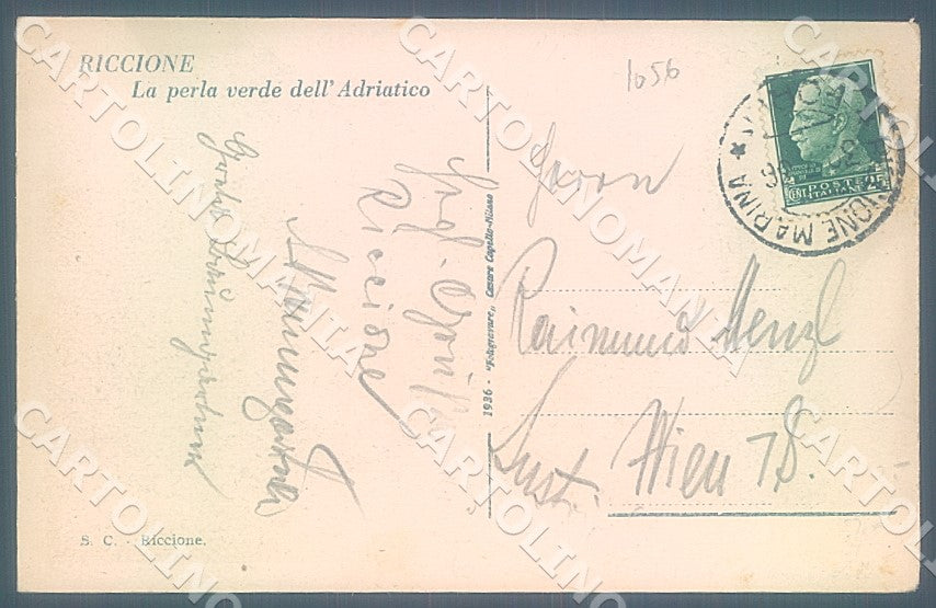 Rimini Riccione Spiaggia cartolina JK7490 – retro