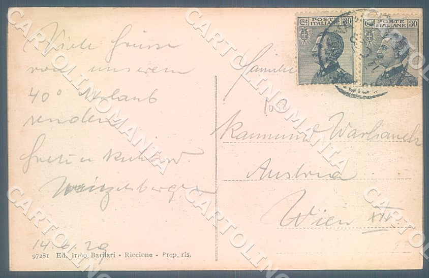 Rimini Riccione Spiaggia cartolina JK7492 – retro