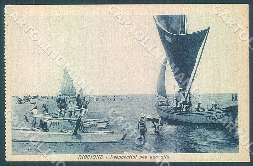 Rimini Riccione Preparativi Gita cartolina JK7494 – fronte