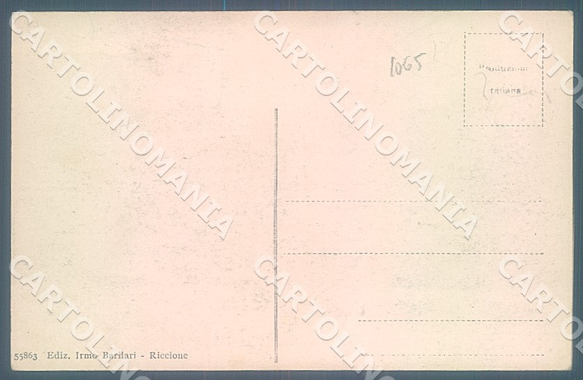 Rimini Riccione Spiaggia PIEGA cartolina JK7499 – retro