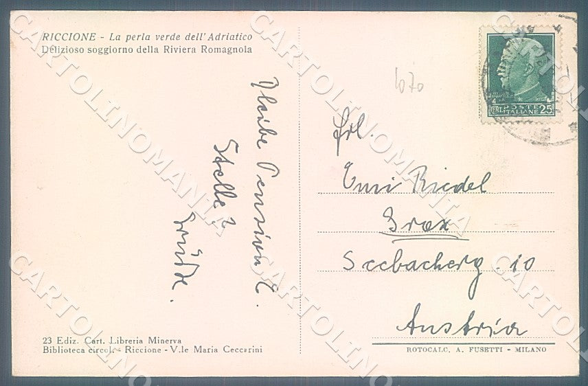 Rimini Riccione Spiaggia cartolina JK7504 – retro