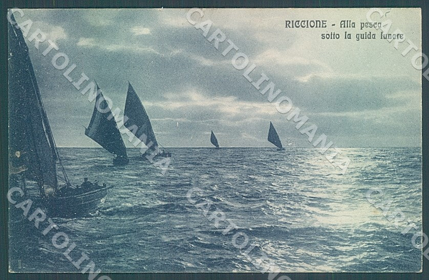 Rimini Riccione Pesca Chiaro di Luna PIEGA cartolina JK7506 – fronte