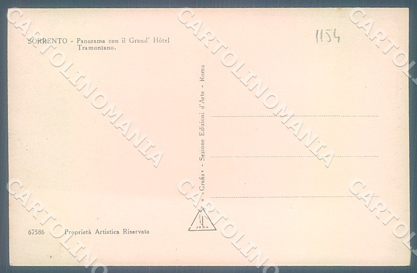 Napoli Sorrento Hotel Tramontano Foto cartolina JK7559 – retro