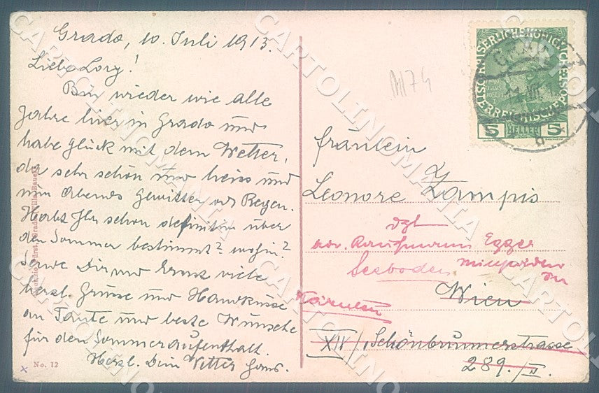 Gorizia Grado Via Stefania Maurizio Furst cartolina JK7565 – retro