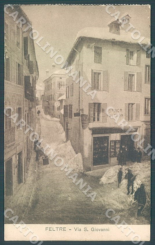 Belluno Feltre Via San Giovanni Banca Feltrina Nevicata cartolina JK7583 – fronte