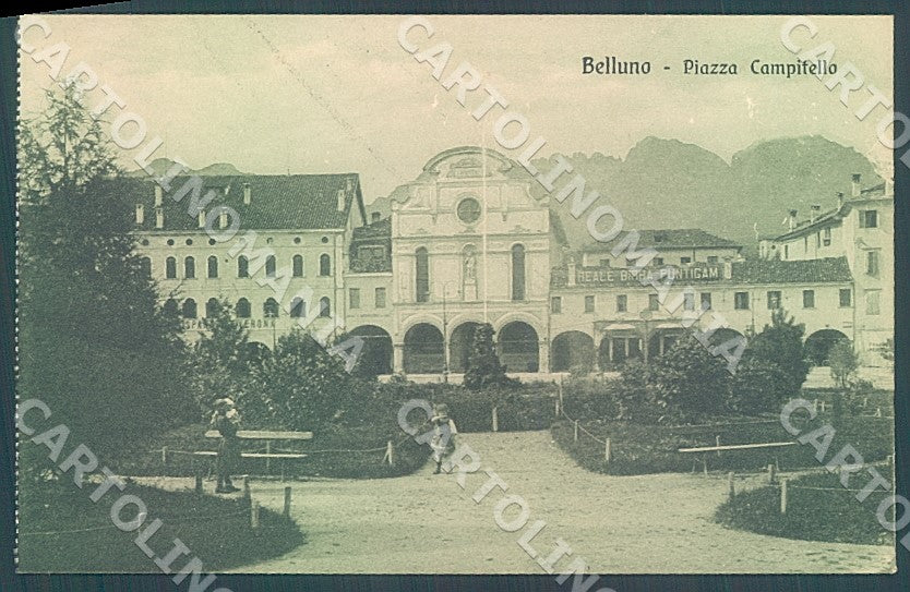 Belluno Città Piazza Campitello RETRO ABRASO cartolina JK7604 – fronte