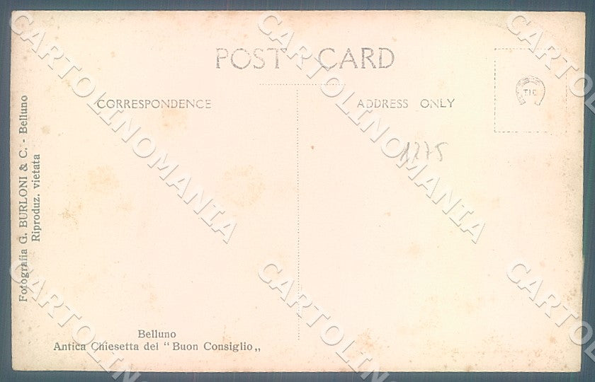 Belluno Città Antica Chiesetta del Buonconsiglio Burloni Foto cartolina JK7608 – retro