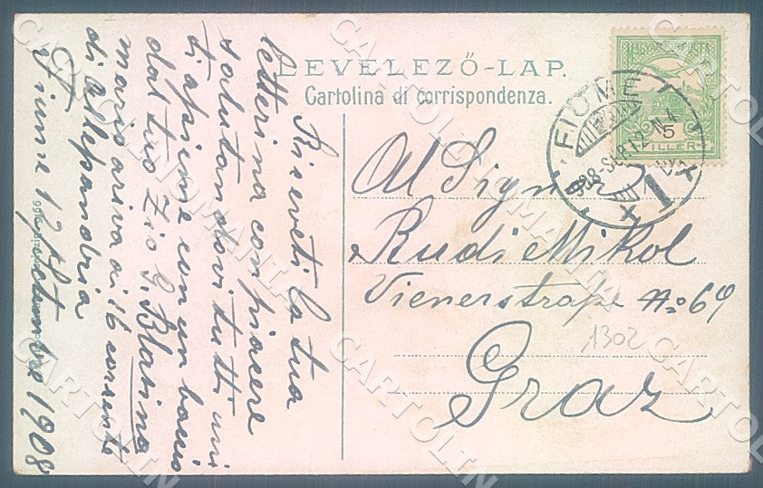 Croazia Croatia Fiume Via del Lido cartolina JK7621 – retro