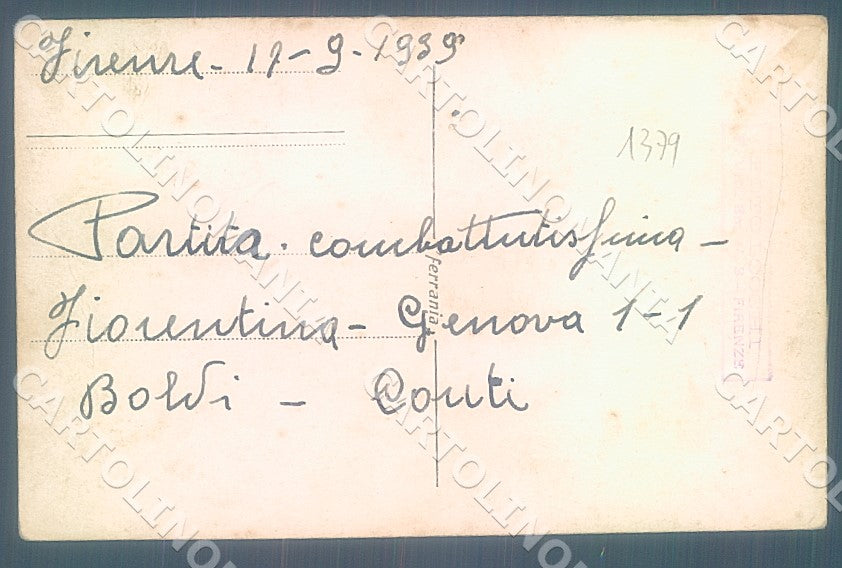 Firenze Città Calcio Fiorentina Spalti Genoa 1-1 1939 Foto cartolina JK7636 – retro