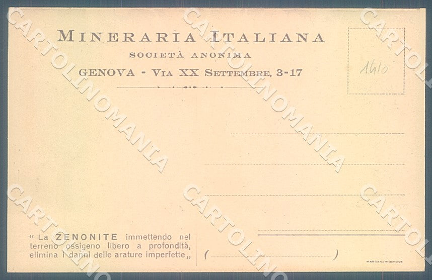 Genova Mineraria italiana Zenonite Pubblicitaria cartolina JK7641 – retro