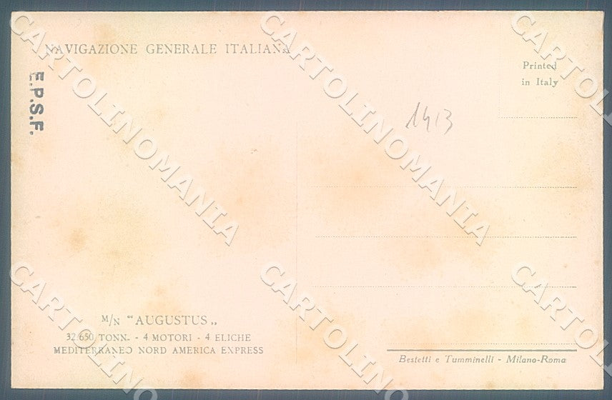 Navigazione Generale Italiana Augustus cartolina JK7642 – retro