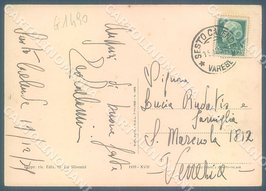 Varese Sesto Calende Viale Umberto I Albergo tre Re FG cartolina JK7659 – retro
