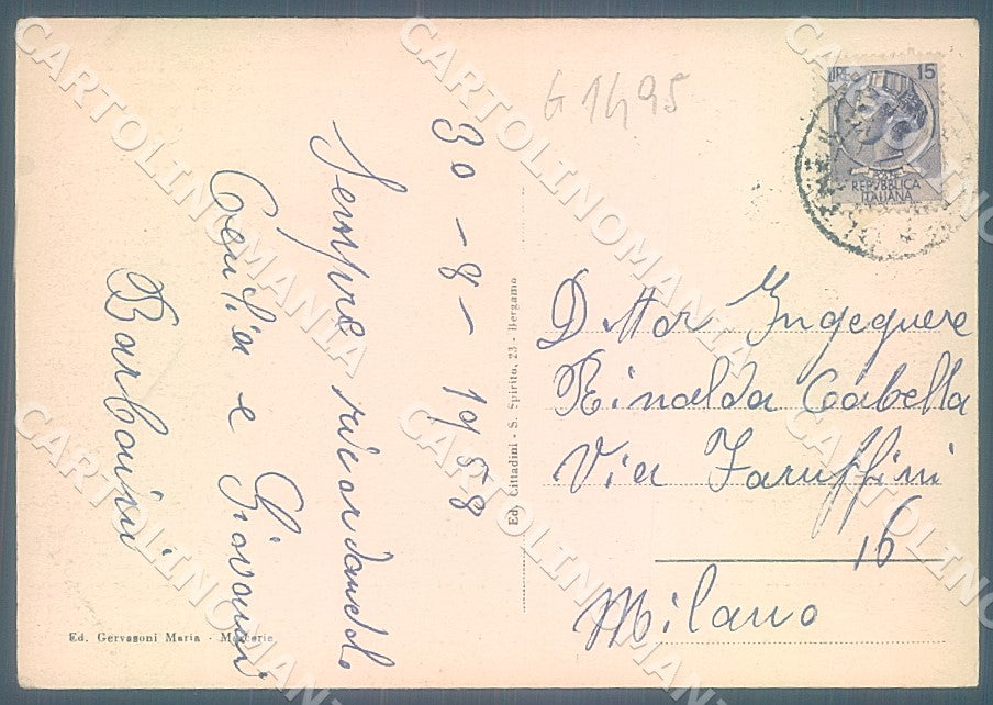 Bergamo Oltre il Colle Monte Alben FG cartolina 1495JK7663 – retro