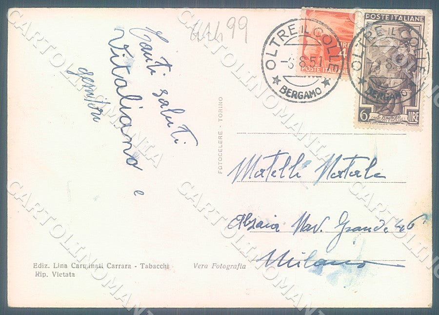 Bergamo Oltre il Colle Foto FG cartolina JK7666 – retro
