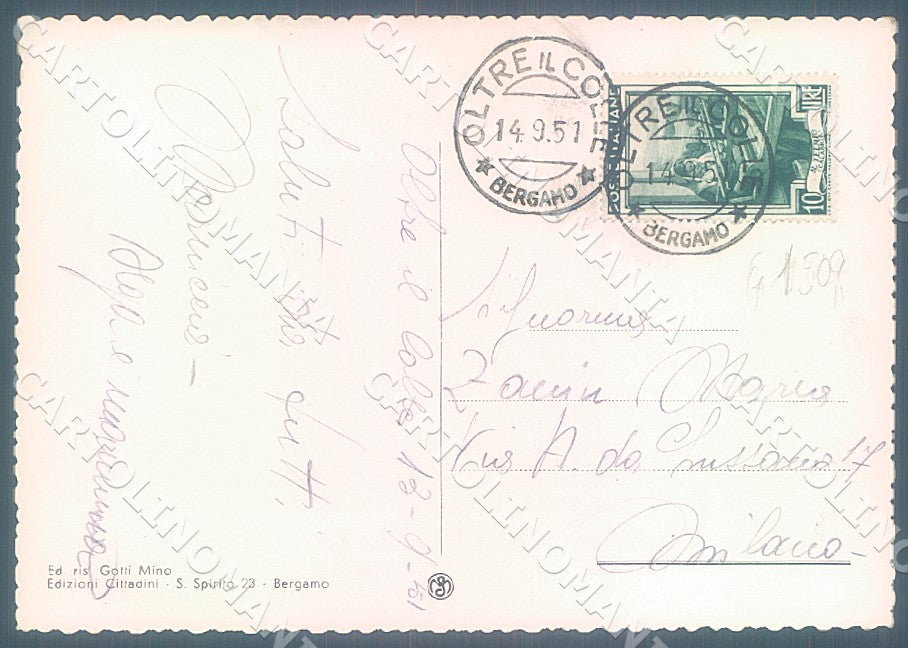 Bergamo Oltre il Colle FG cartolina JK7673 – retro