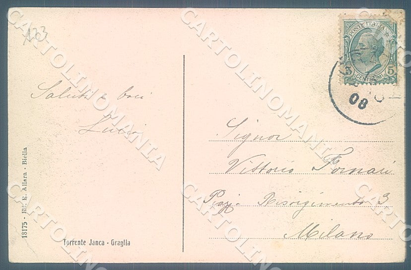 Biella Graglia Torrente Janca PIEGHINA ANGOLO cartolina JK7718 – retro