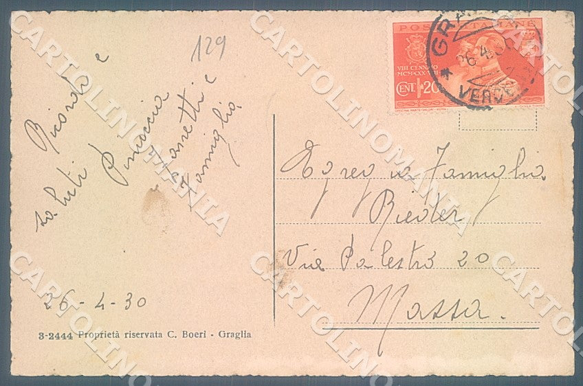 Biella Graglia Mombarone Monumento Redentore Nevicata cartolina JK7720 – retro